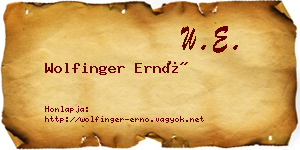 Wolfinger Ernő névjegykártya